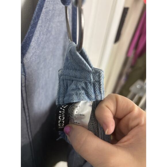 H&M Blue Denim Overall Dress Size 4 Mismatched Style Festival Minidress - Picture 7 of 7